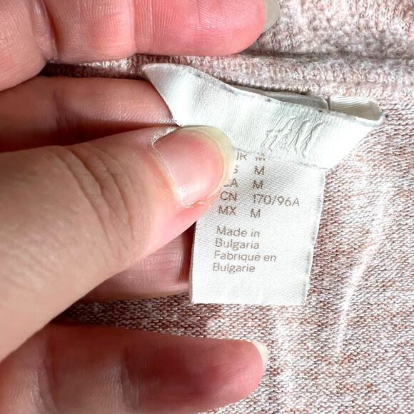 H&M Womens Knit Tunic Sweater Pullover V Neck Long Sleeves Oversized Pink Medium - Picture 7 of 10